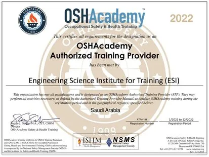 Occupational Health and Safety Certificate Occupational Health and Safety Certificate